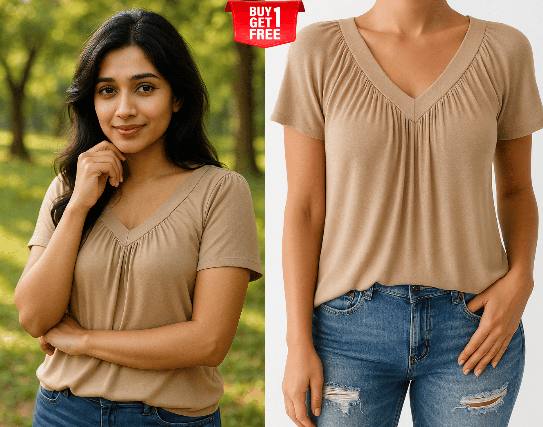 ✨Women's Casual Short Sleeve V Neck Basic T-shirts Buy 1 Get 1