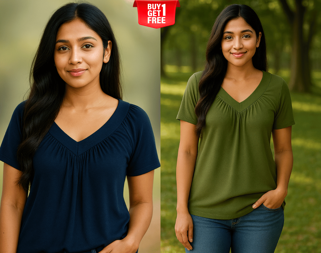 ✨Women's Casual Short Sleeve V Neck Basic T-shirts Buy 1 Get 1