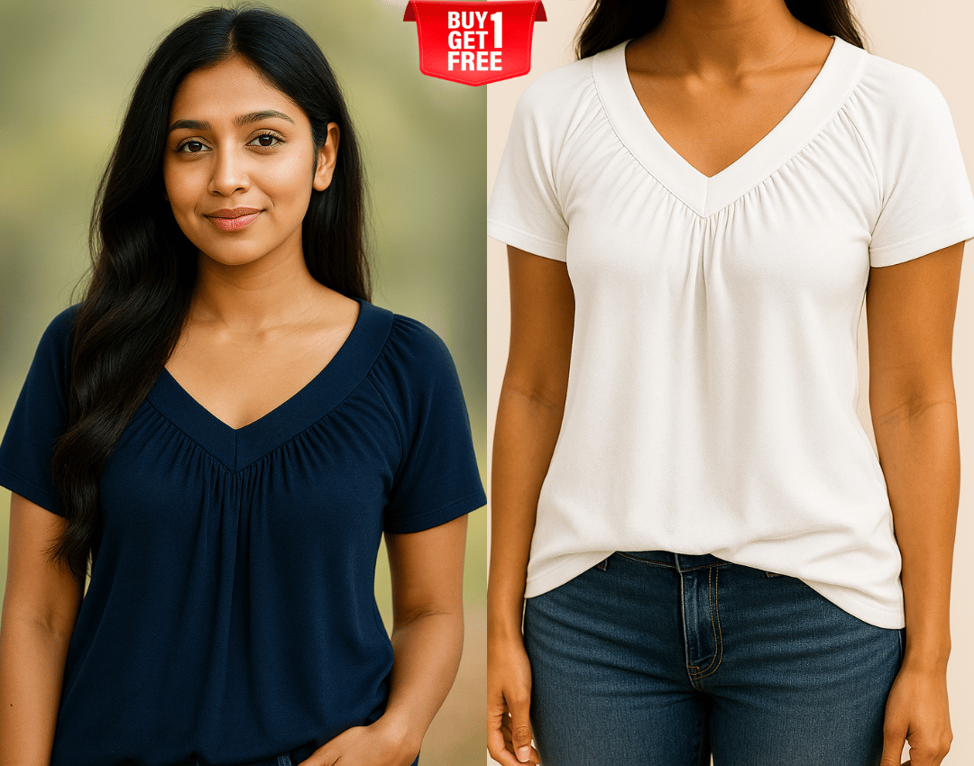 ✨Women's Casual Short Sleeve V Neck Basic T-shirts Buy 1 Get 1