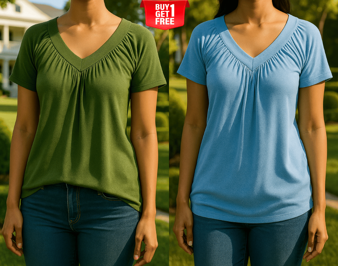✨Women's Casual Short Sleeve V Neck Basic T-shirts Buy 1 Get 1