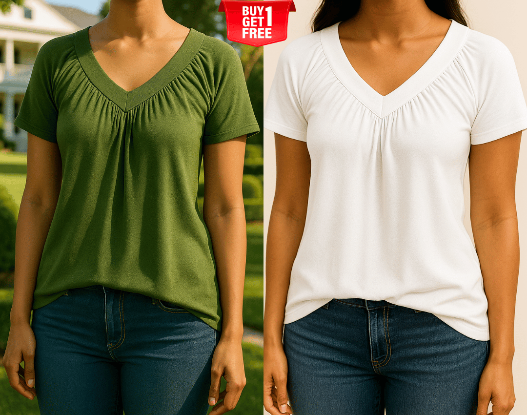 ✨Women's Casual Short Sleeve V Neck Basic T-shirts Buy 1 Get 1