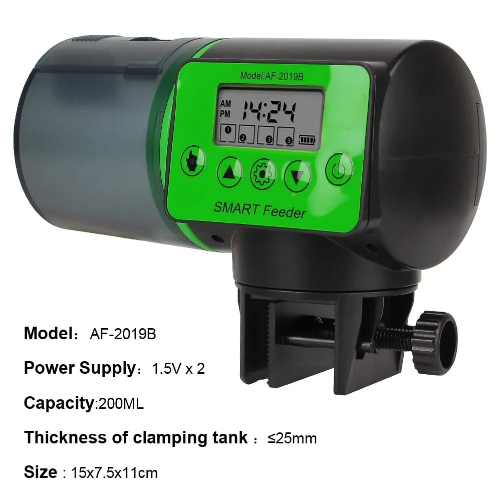 LZJV Smart Automatic Fish Feeder — 200 g Drum