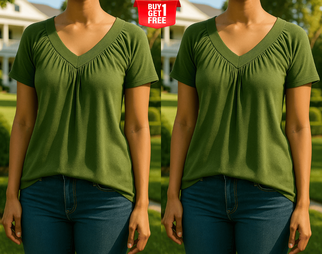 ✨Women's Casual Short Sleeve V Neck Basic T-shirts Buy 1 Get 1
