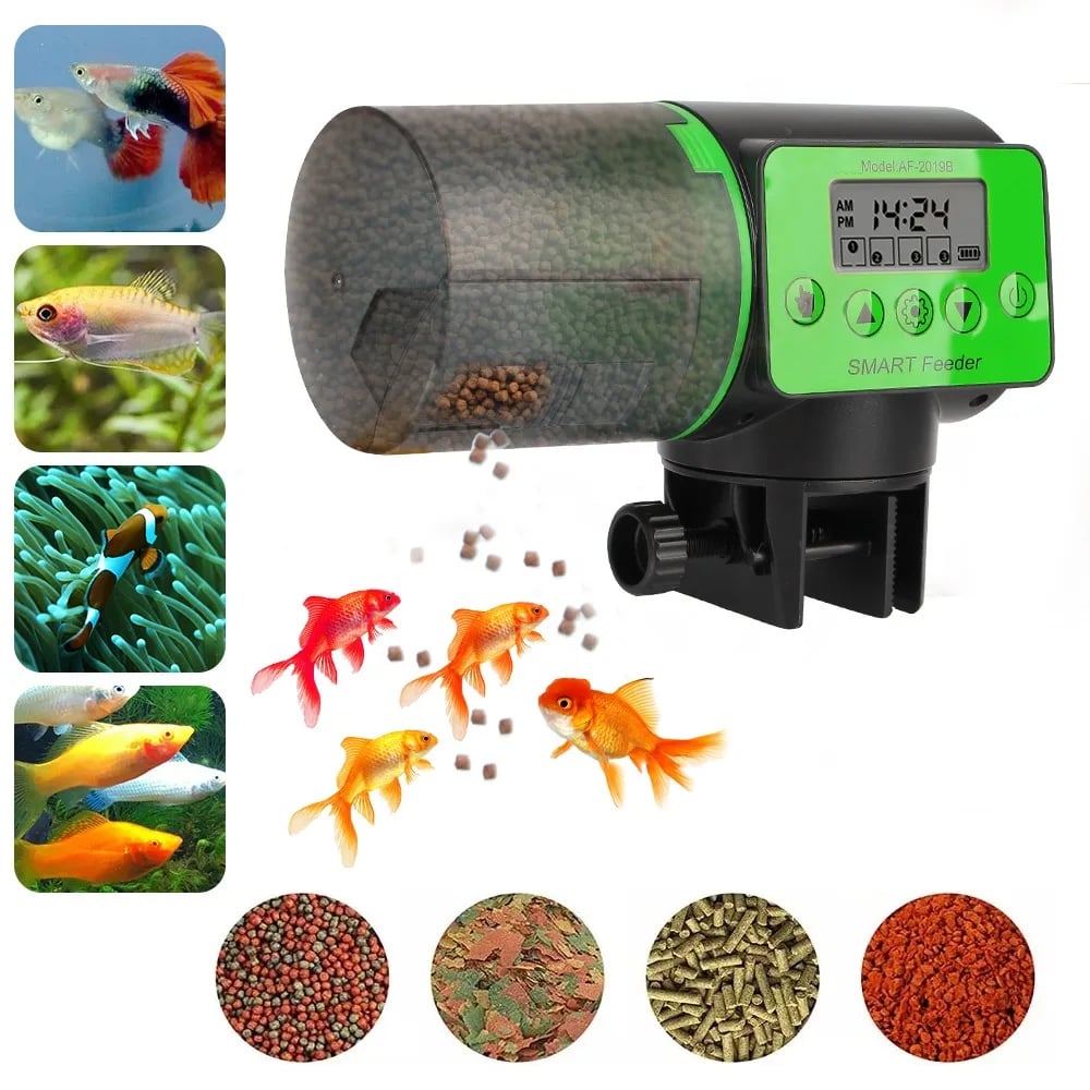LZJV Smart Automatic Fish Feeder — 200 g Drum
