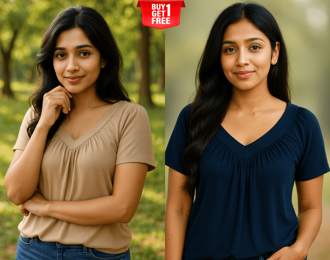 ✨Women's Casual Short Sleeve V Neck Basic T-shirts Buy 1 Get 1