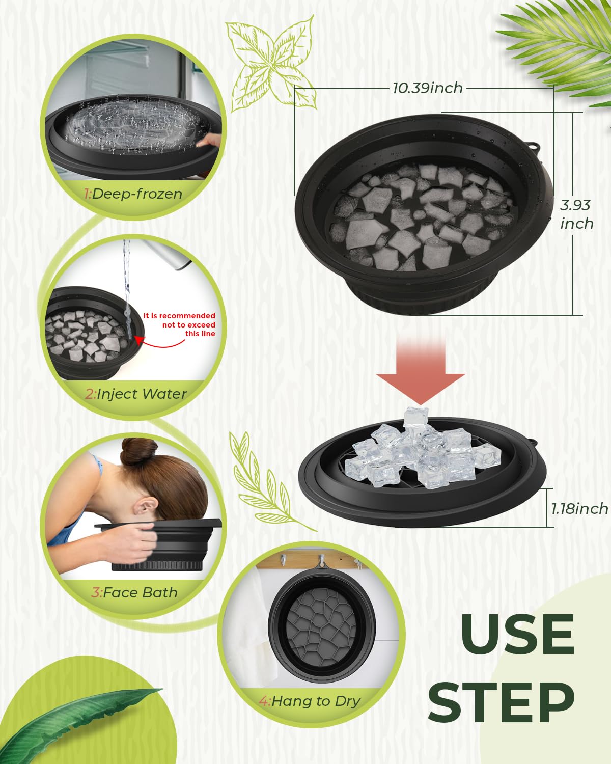 Foldable Silicone Ice Bath Facial Plunge Bowl with Ice tray Inbuilt