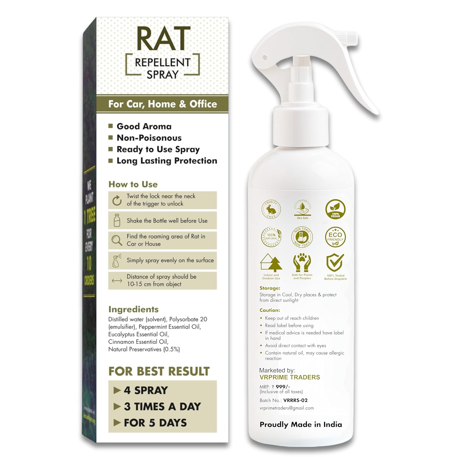 Rat & Mouse Repellent Spray for Car, Home & Office