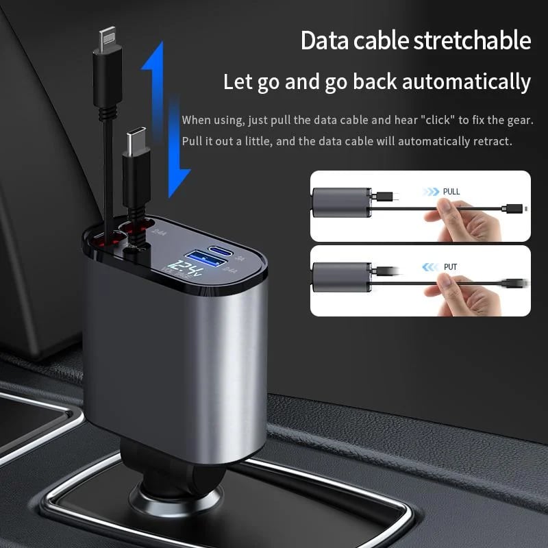 Fast Charge Retractable Car Charger Buy 1 Get 1 Free