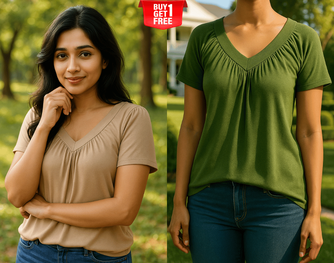 ✨Women's Casual Short Sleeve V Neck Basic T-shirts Buy 1 Get 1