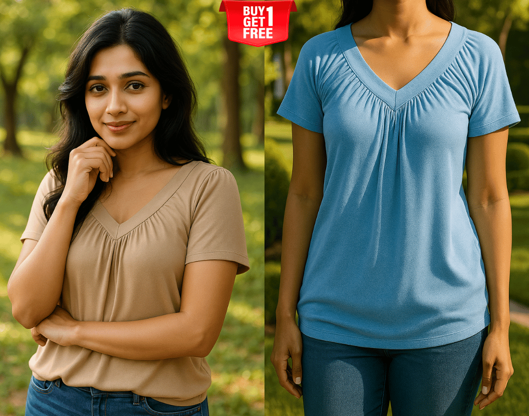 ✨Women's Casual Short Sleeve V Neck Basic T-shirts Buy 1 Get 1