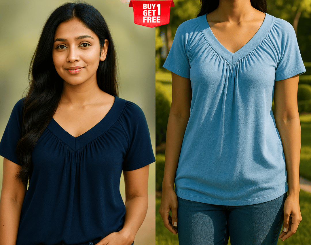 ✨Women's Casual Short Sleeve V Neck Basic T-shirts Buy 1 Get 1
