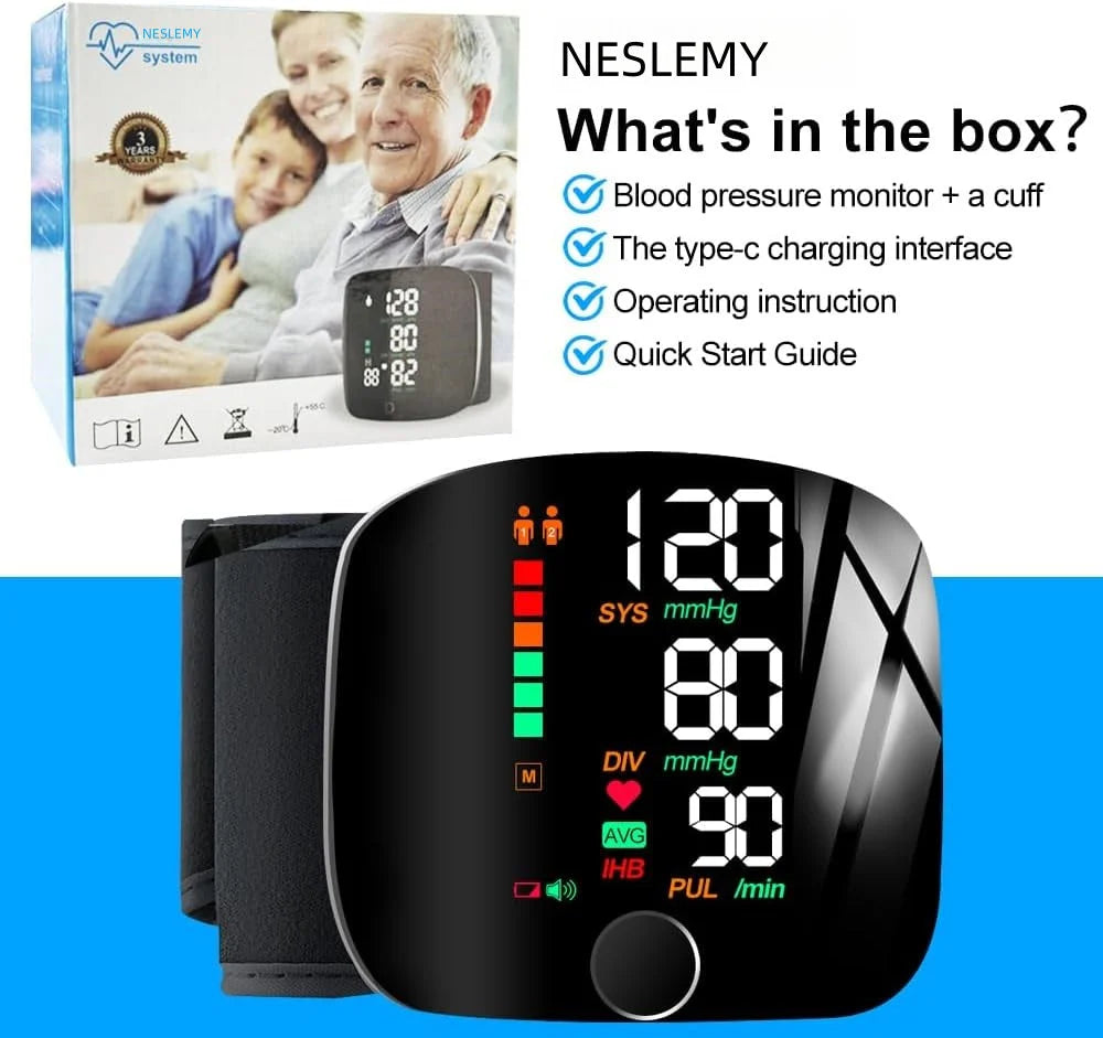 Automatic Wrist BP Monitor™ - Accurate Readings, Backlit Display, Voice Alerts, Adjustable Fit & Travel Case