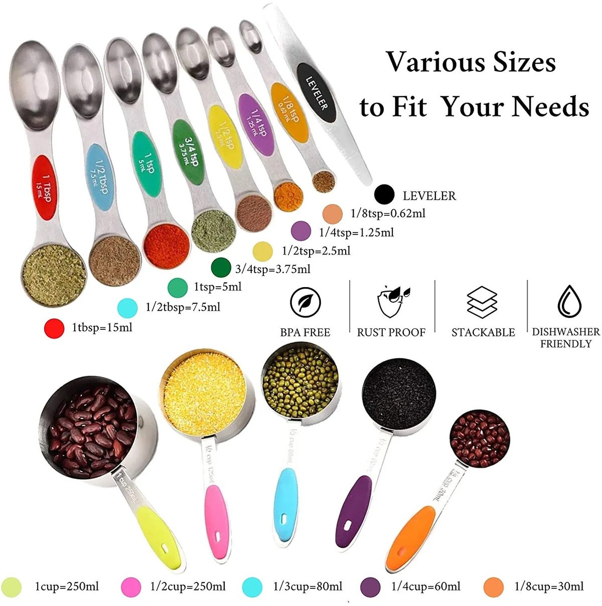 Stainless Steel Magnetic Measuring Full Set