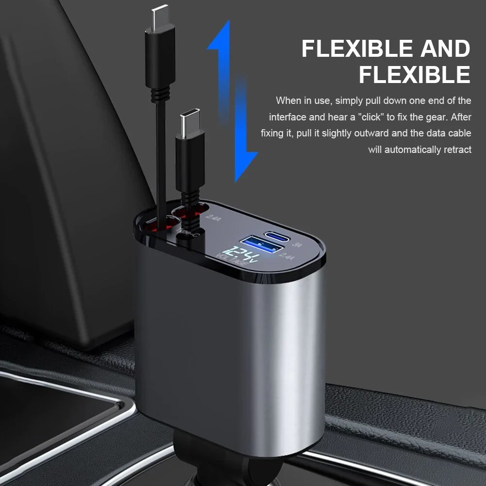 Fast Charge Retractable Car Charger Buy 1 Get 1 Free