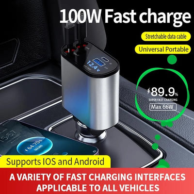 Fast Charge Retractable Car Charger Buy 1 Get 1 Free
