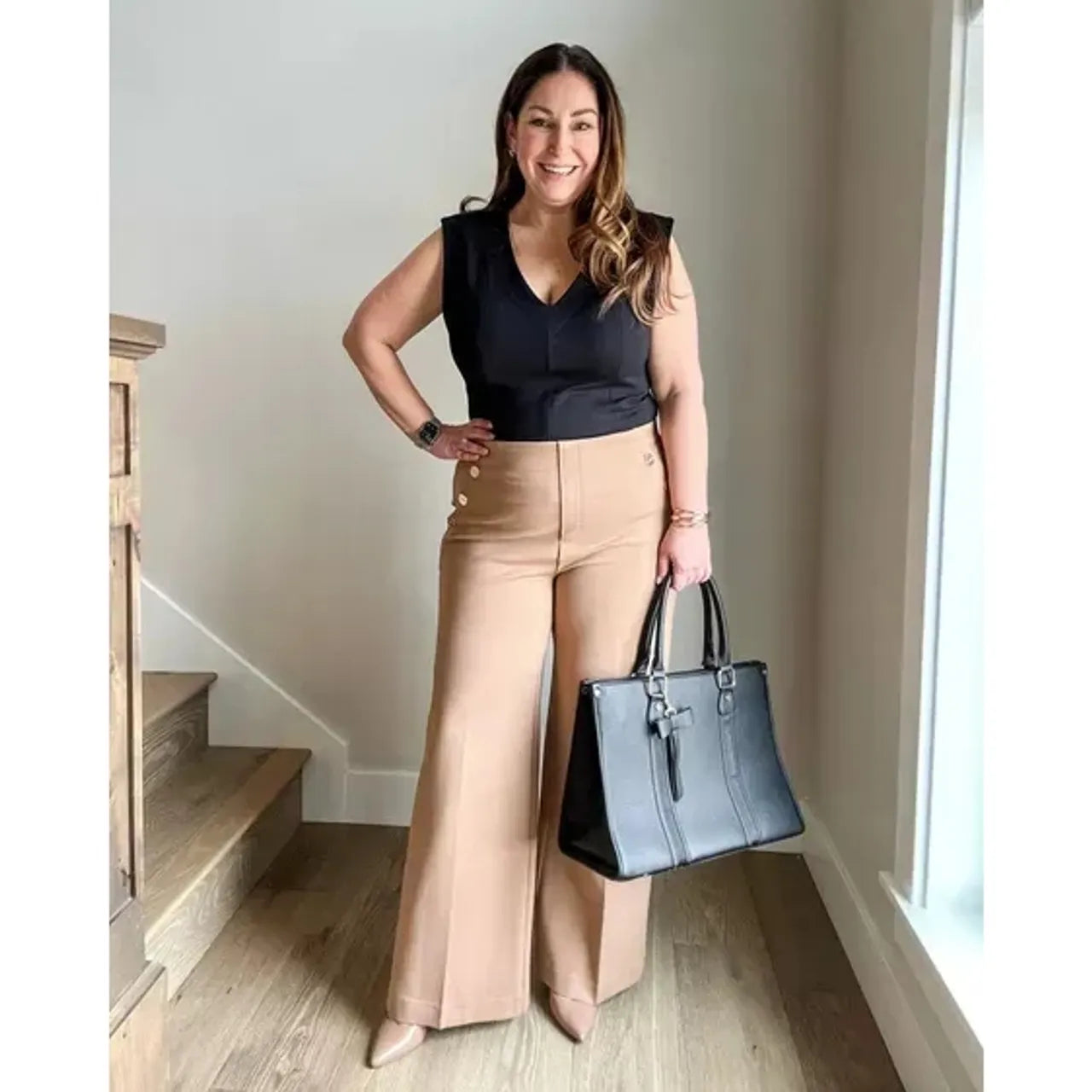 Tummy Control Button Wide Leg Pant Buy 1 Get 1 Free