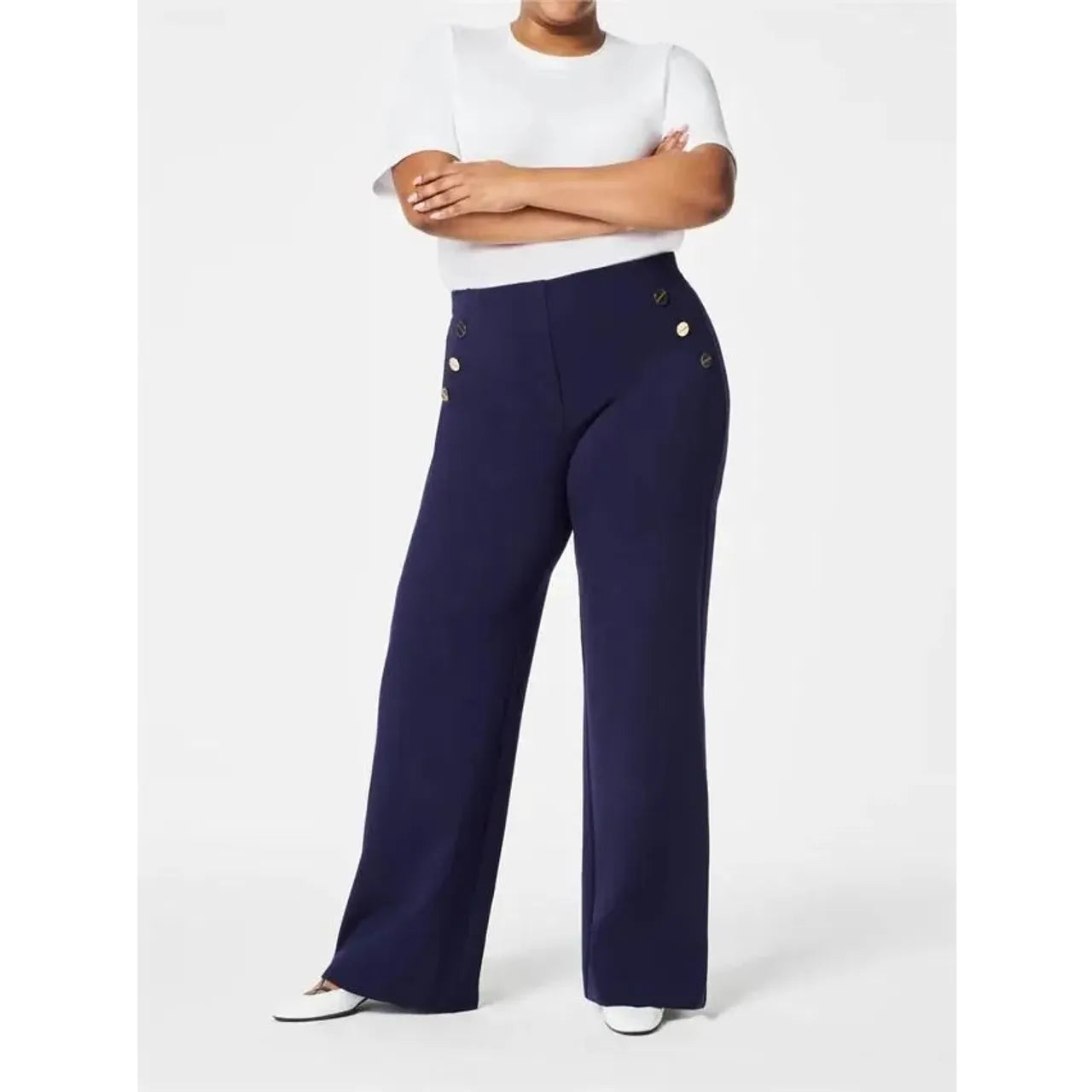 Tummy Control Button Wide Leg Pant Buy 1 Get 1 Free