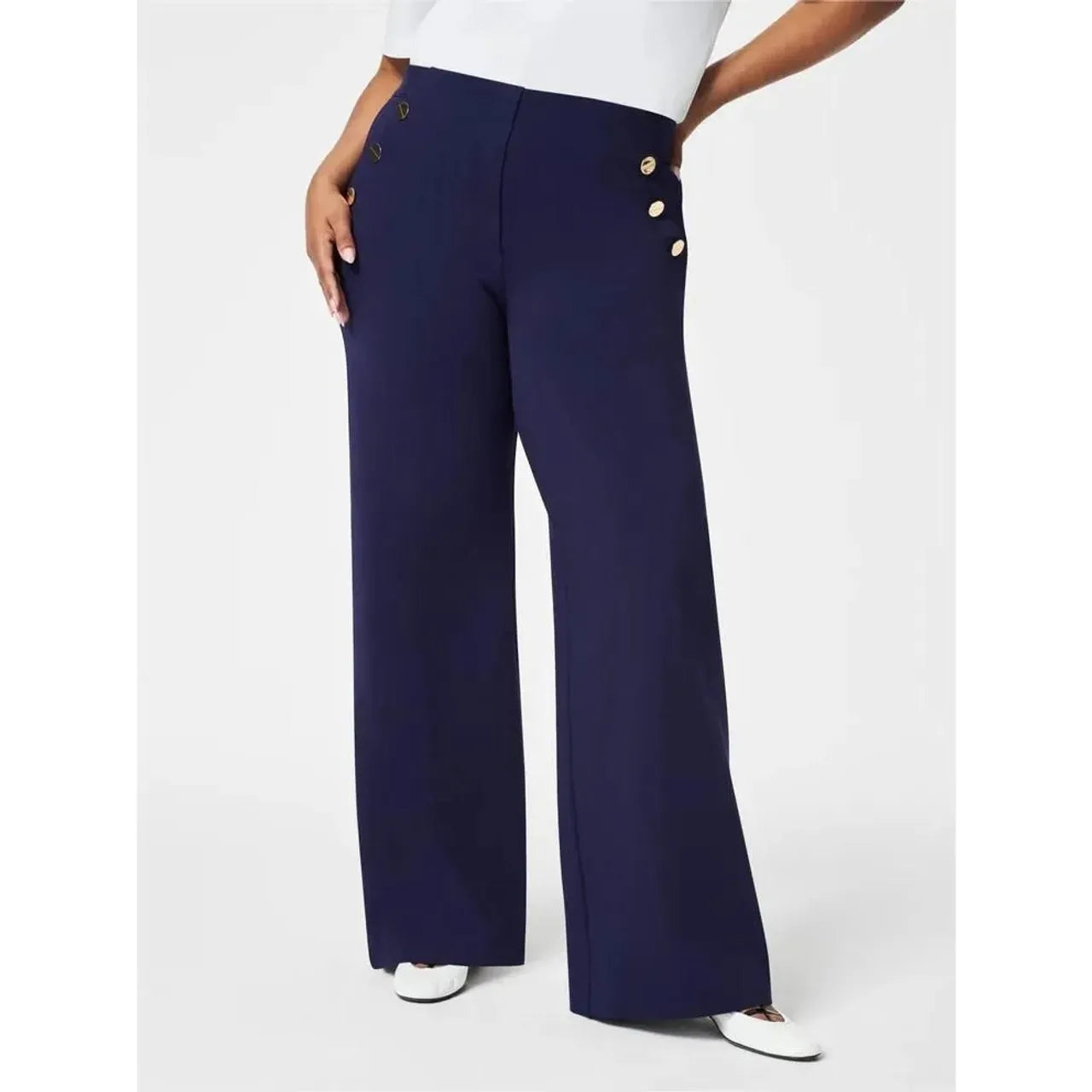Tummy Control Button Wide Leg Pant Buy 1 Get 1 Free